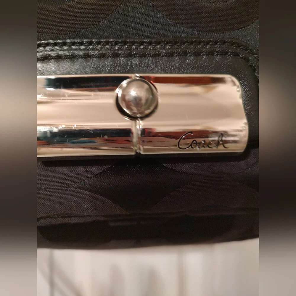 Coach Kristin OP Art Satchel In Black Signature C Canvas With Leather Trim